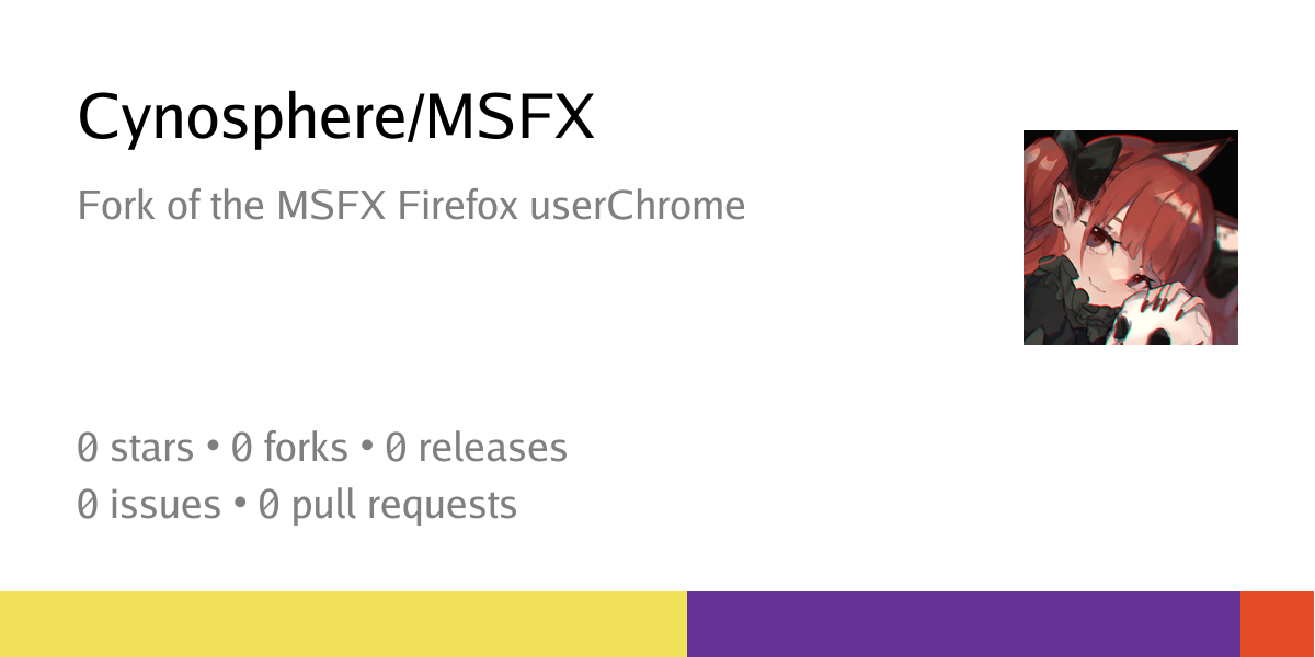 Cynosphere/MSFX: Fork of the MSFX Firefox userChrome - Gitdab