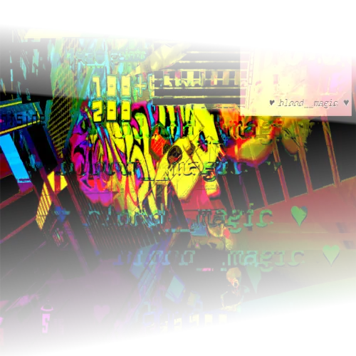 blood magic album cover, it's a big mess of jet set radio screenshots